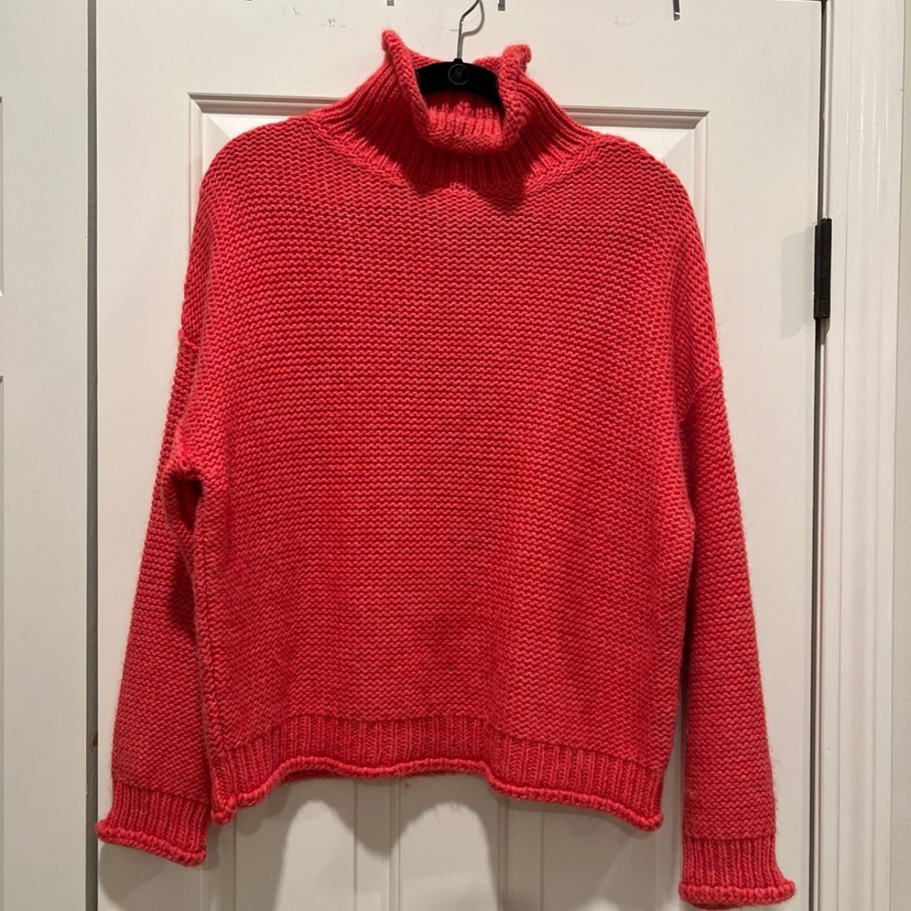 Anthropologie Wool Coral Turtleneck Sweater